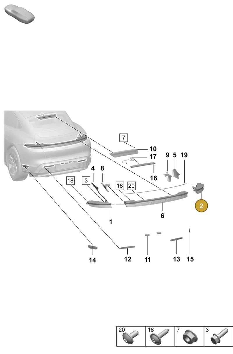 9JA945308A — Porsche Taycan Sport Turismo (2023-2025) diagram p64908400, position 2