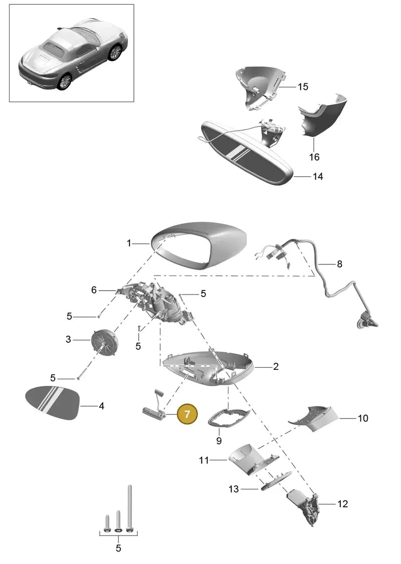 9P0949133A — Porsche Boxster (2016-2019) diagram p48809050, position 7