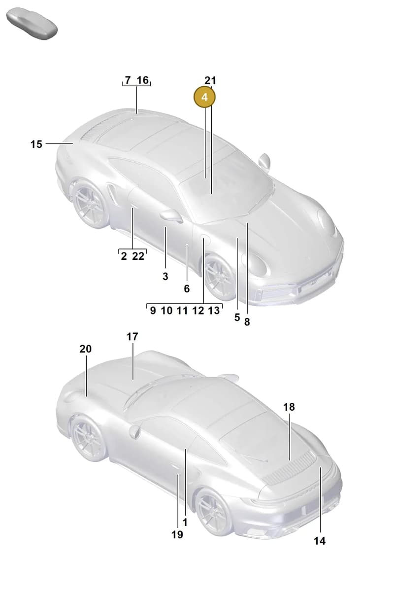 9P1010029C — Porsche 911 (2020-2022) diagram p57003000, position 4