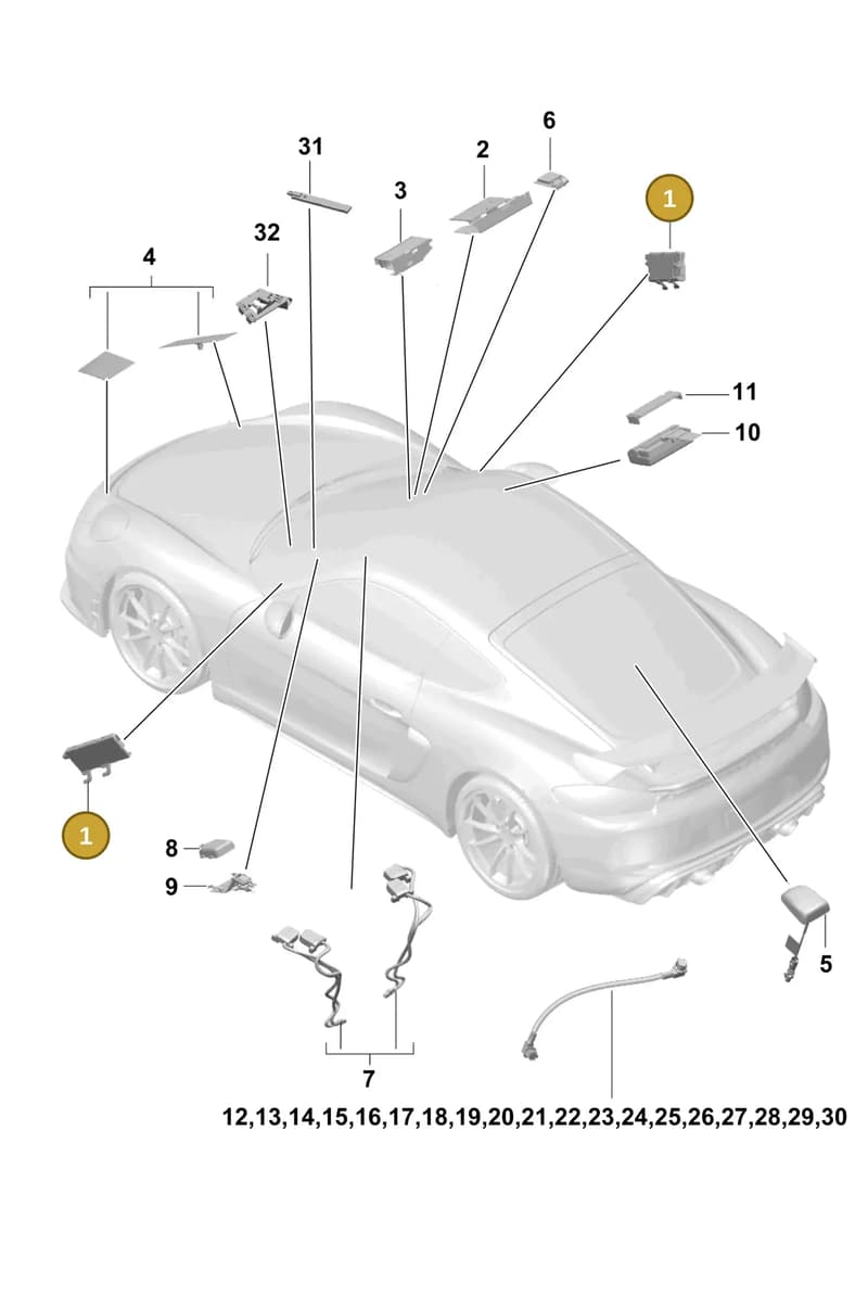 9P1035225A — Porsche Cayman (2019-2022) diagram p55911020, position 1