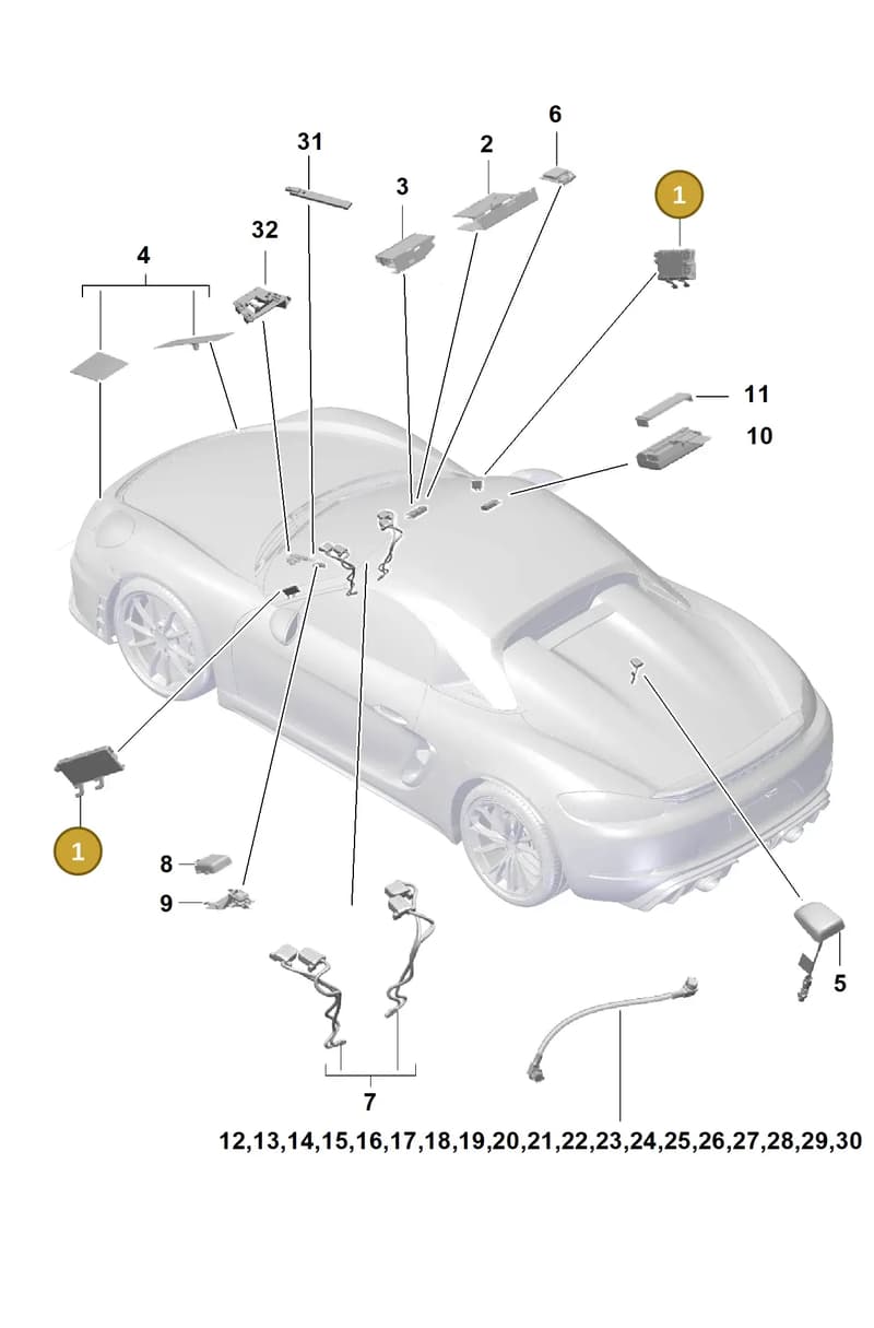 9P1035225A — Porsche Boxster Spyder (2019-2020) diagram p54911020, position 1