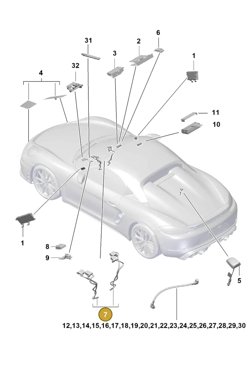 9P1035504A — Porsche Boxster Spyder (2019-2020) diagram p54911020, position 7