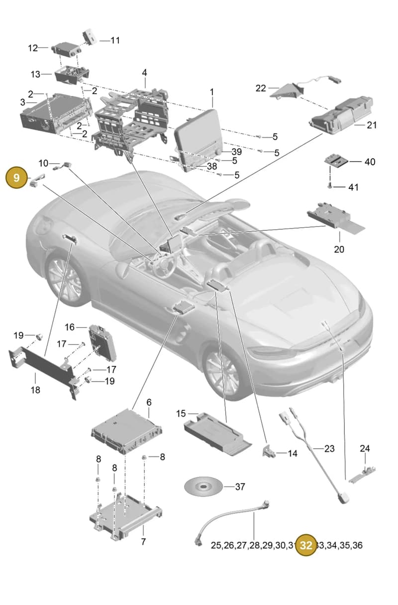 9P1035525 — Porsche Boxster (2016-2019) diagram p48911000, position 9+32