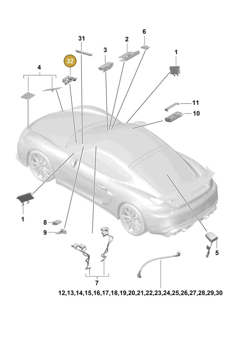 9P1035525 — Porsche Cayman (2019-2022) diagram p55911020, position 32
