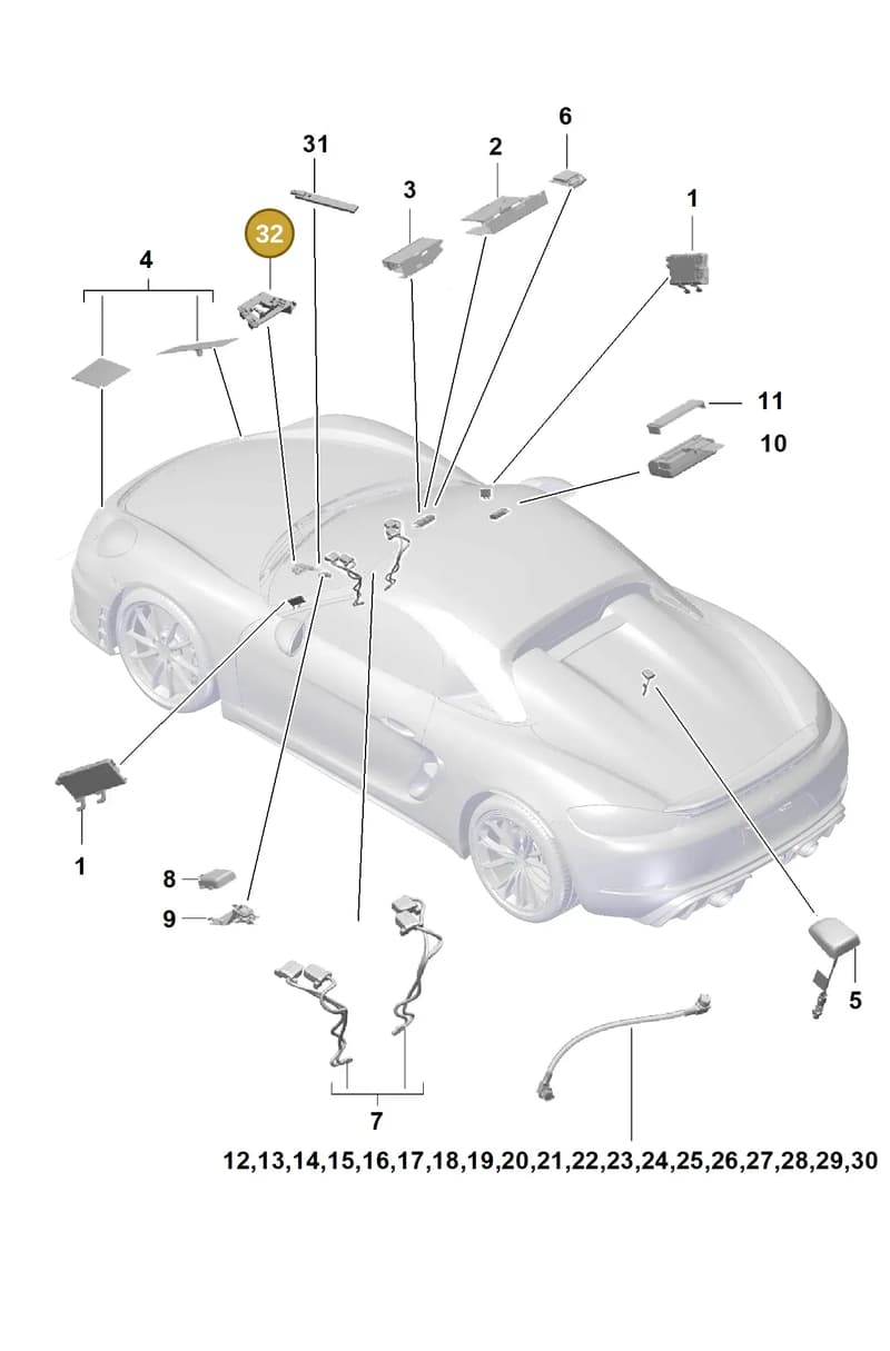 9P1035525 — Porsche Boxster Spyder (2019-2020) diagram p54911020, position 32