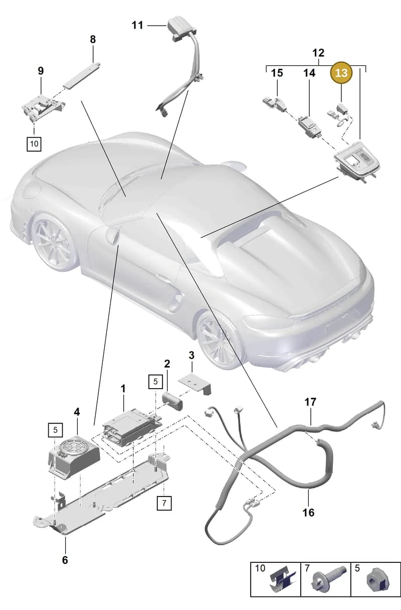 9P1035712 — Porsche Boxster Spyder (2019-2020) diagram p54911040, position 13