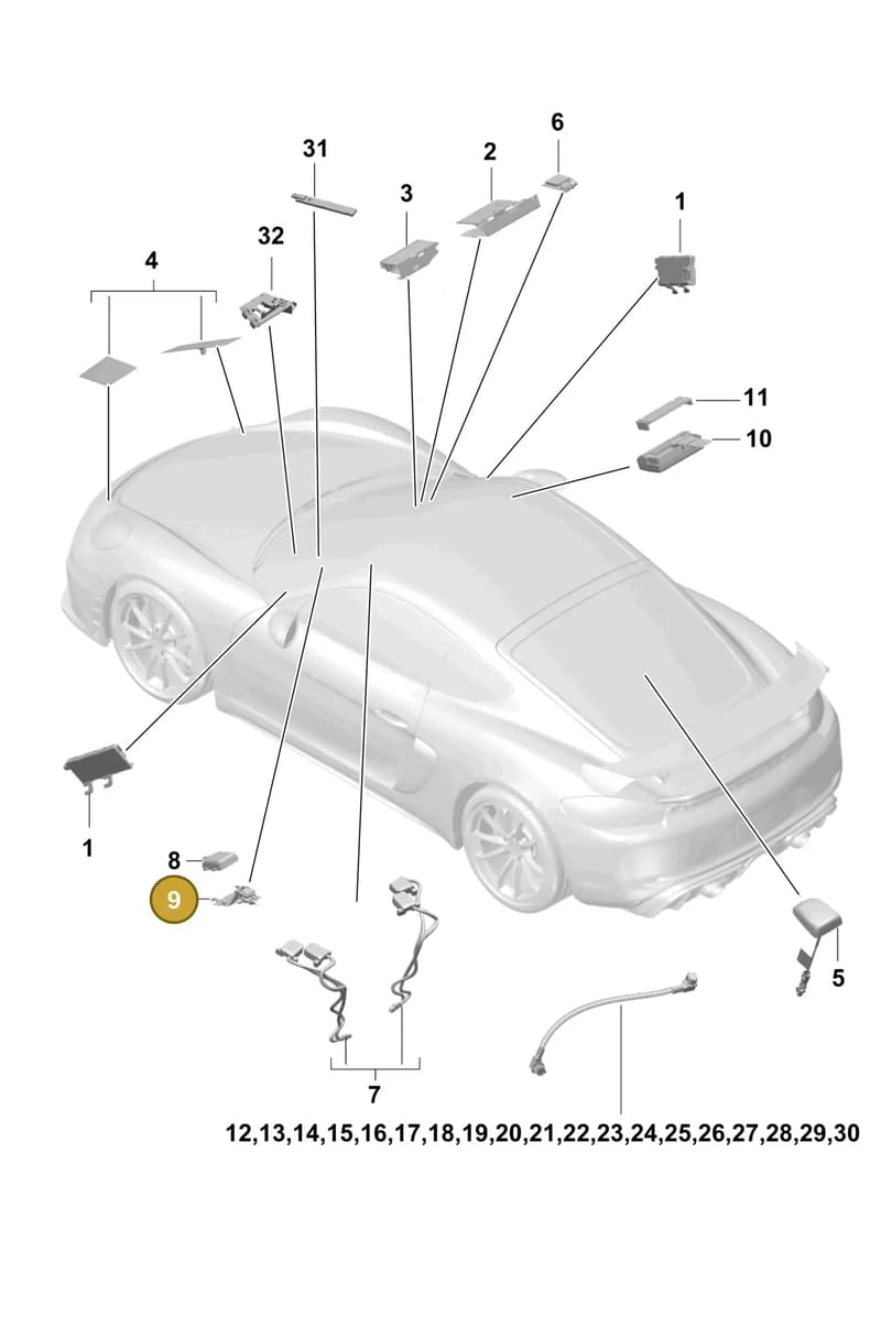9P1035755 — Porsche Cayman (2019-2022) diagram p55911020, position 9