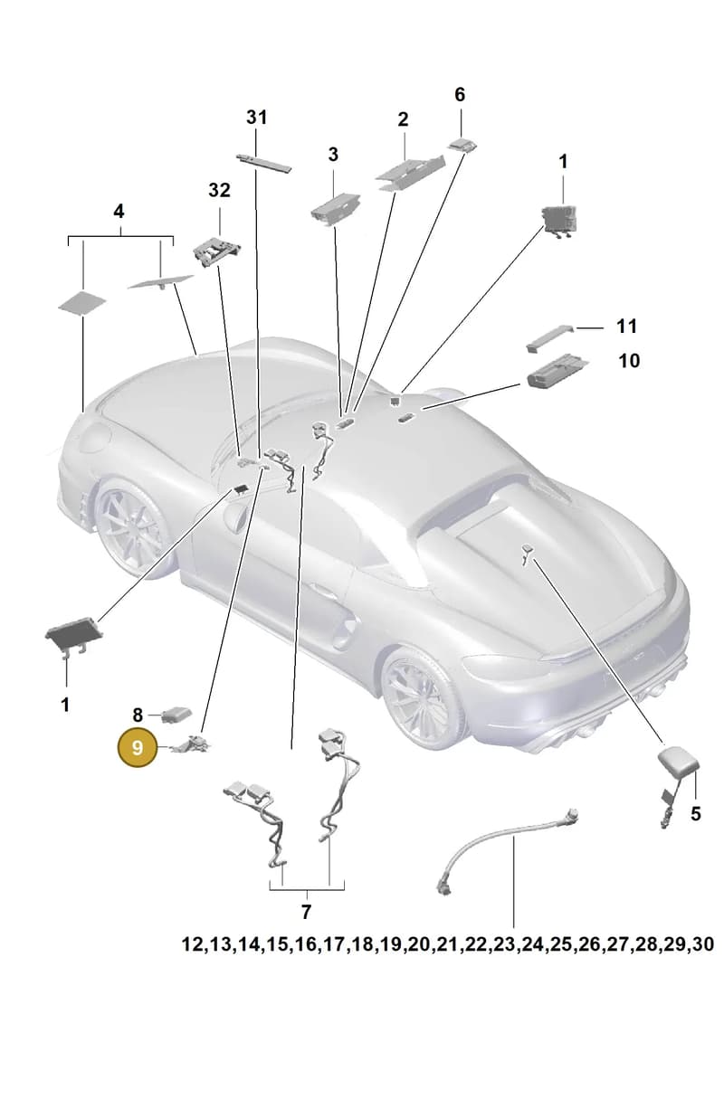 9P1035755 — Porsche Boxster Spyder (2019-2020) diagram p54911020, position 9