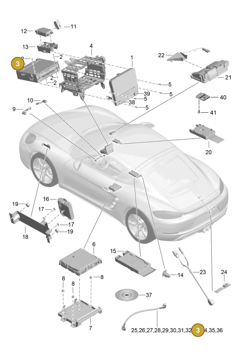 9P1035894M — Porsche Cayman (2016-2019) diagram p50911000, position 3