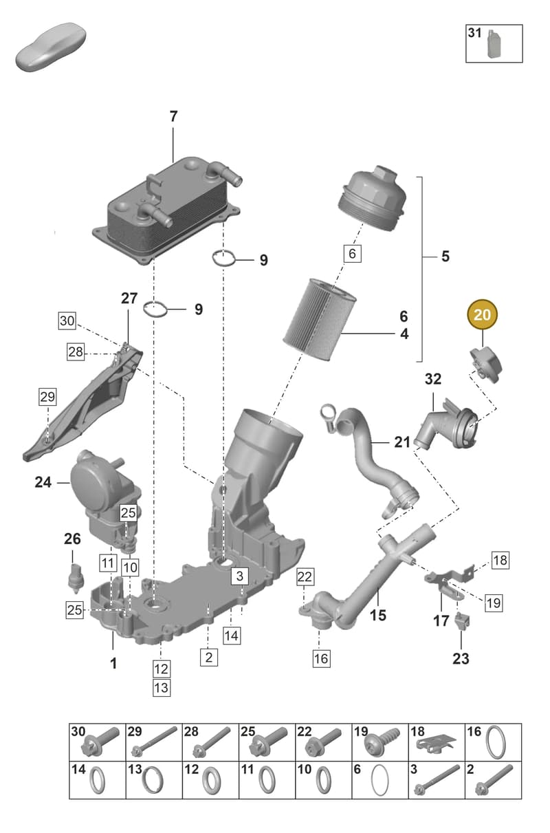 9P1115423B — Porsche 911 (2018-2024) diagram p53104100, position 20