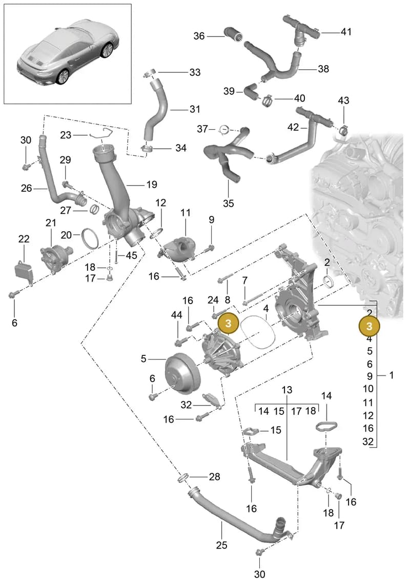 9P1121070A — Porsche 911 (2013-2020) diagram p42105000, position 3
