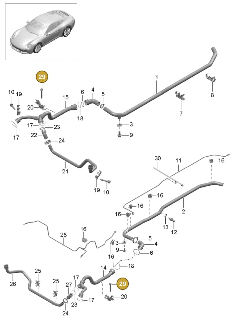 9P1121228 — Porsche 911 (2016-2019) diagram p47105010, position 29