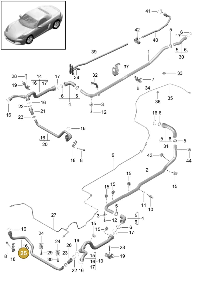 9P1121241 — Porsche Boxster (2016-2019) diagram p48105010, position 25
