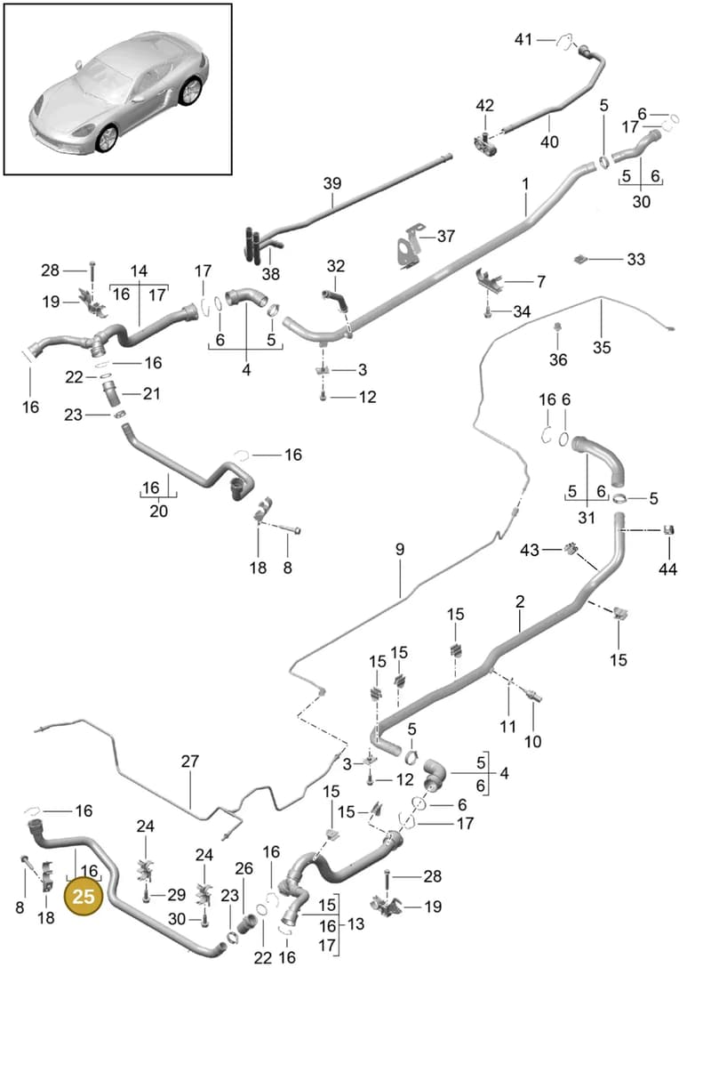 9P1121241 — Porsche Cayman (2016-2019) diagram p50105010, position 25