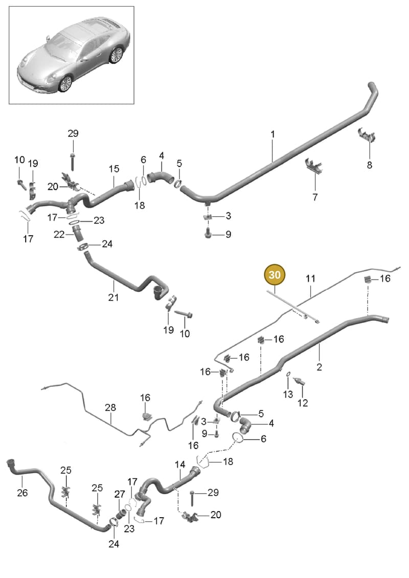 9P1121299 — Porsche 911 (2016-2019) diagram p47105010, position 30