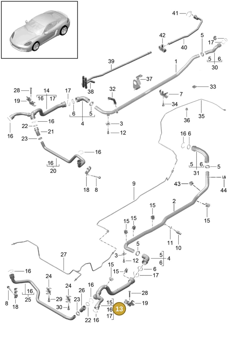 9P1121299 — Porsche Cayman (2016-2019) diagram p50105010, position 13