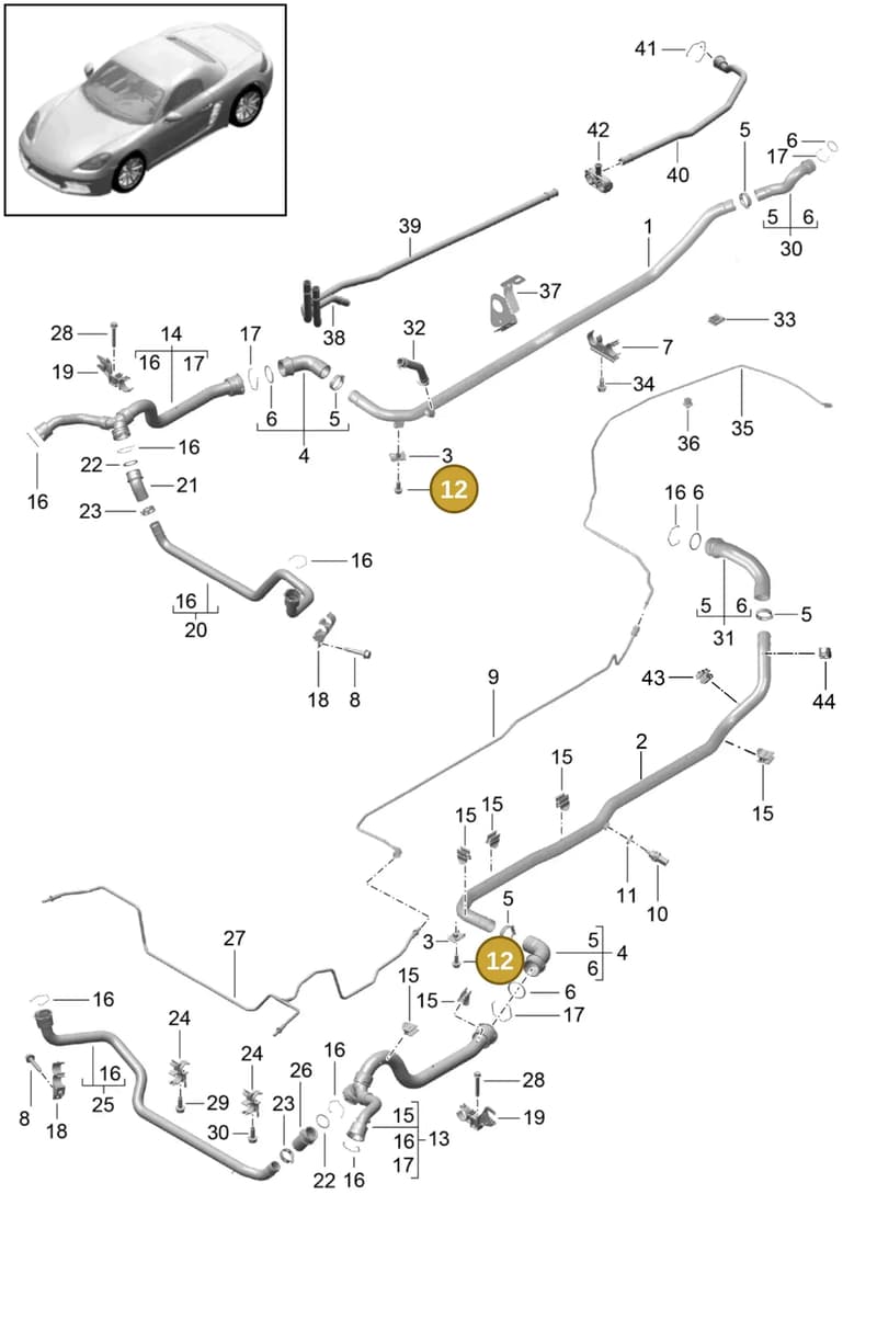 9P1121383A — Porsche Boxster (2016-2019) diagram p48105010, position 12