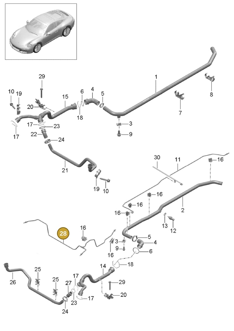9P1121465 — Porsche 911 (2016-2019) diagram p47105010, position 28