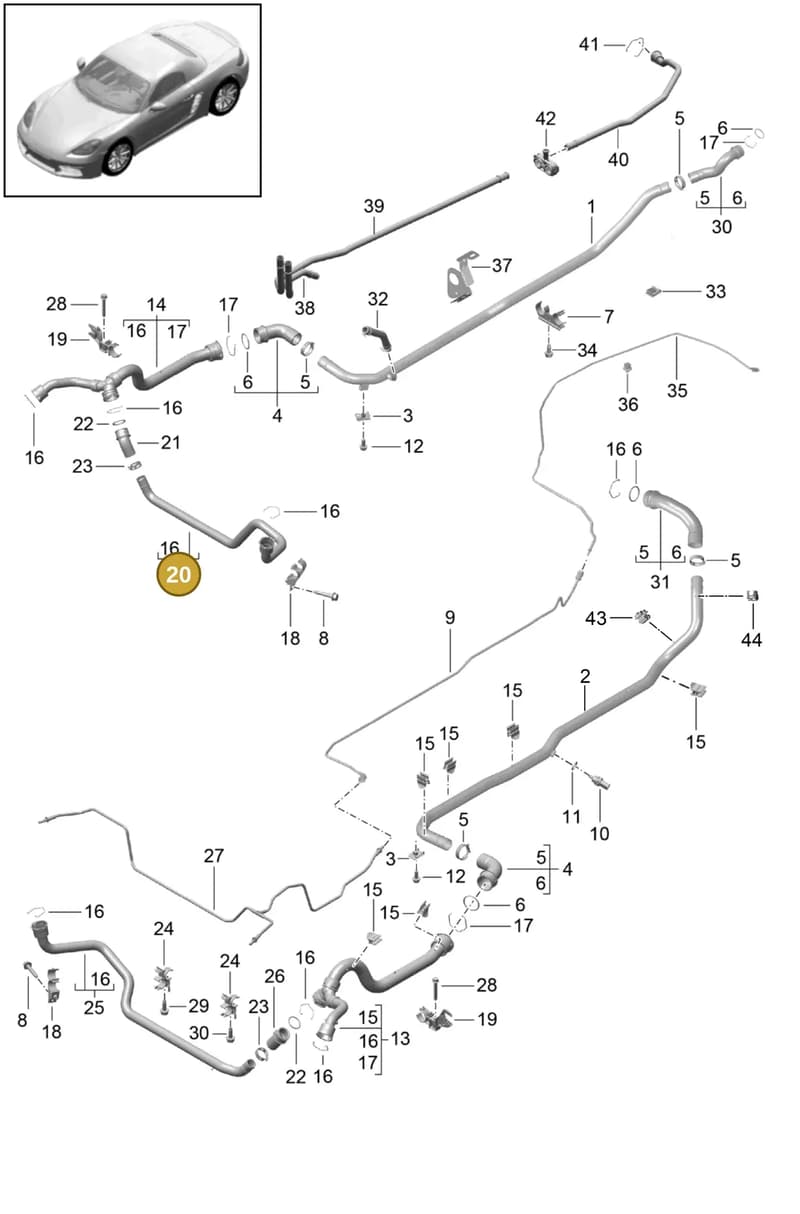 9P1121465 — Porsche Boxster (2016-2019) diagram p48105010, position 20