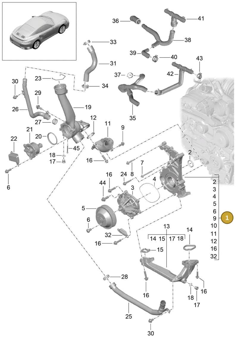 9P1121567 — Porsche 911 (2013-2020) diagram p42105000, position 1