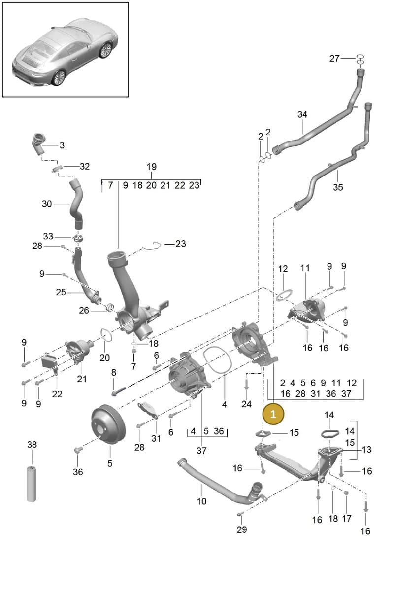9P1121567 — Porsche 911 (2016-2019) diagram p47105000, position 1