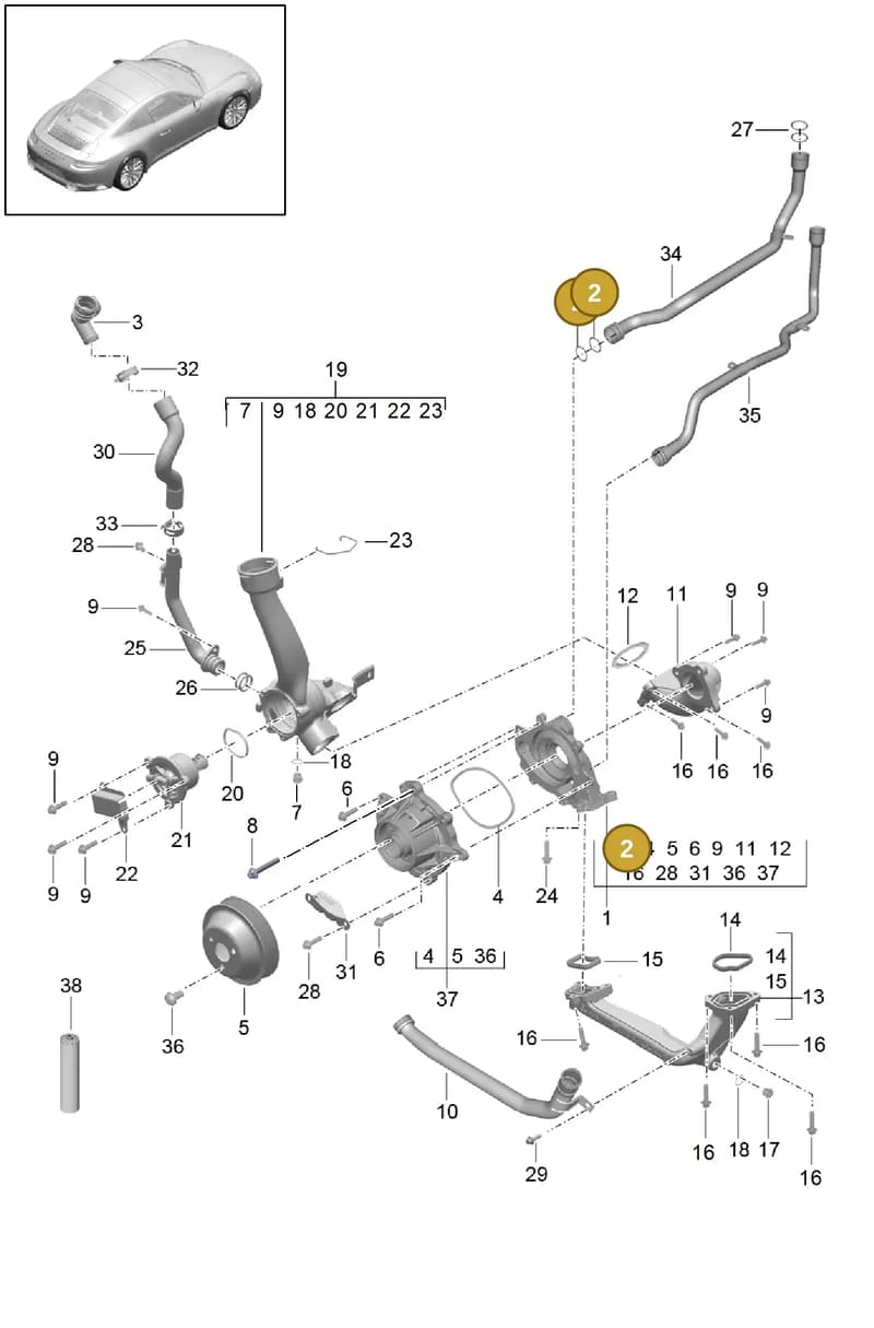 9P1121568 — Porsche 911 (2016-2019) diagram p47105000, position 2