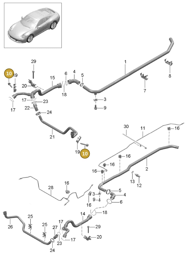 9P1121611 — Porsche 911 (2016-2019) diagram p47105010, position 10