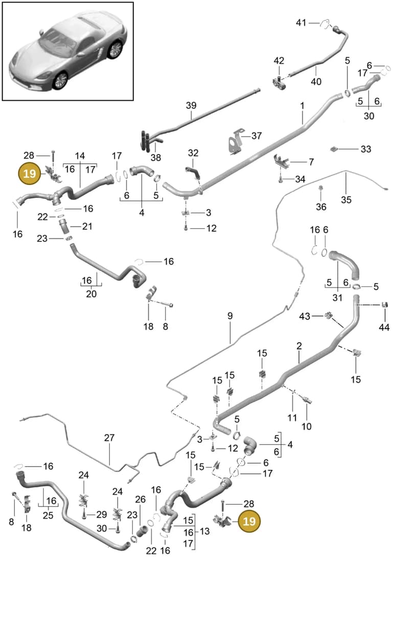 9P1121611 — Porsche Boxster (2016-2019) diagram p48105010, position 19