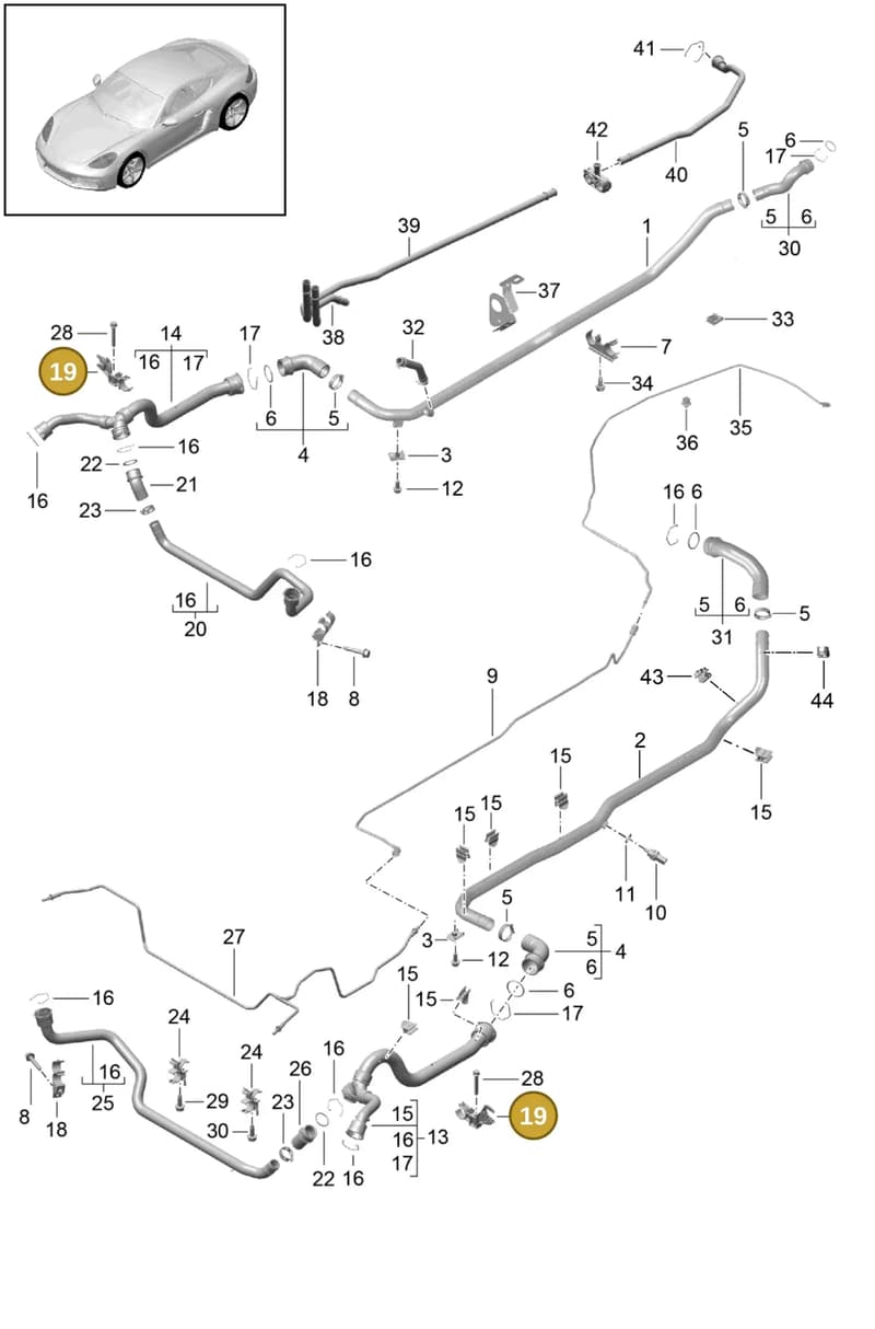 9P1121611 — Porsche Cayman (2016-2019) diagram p50105010, position 19