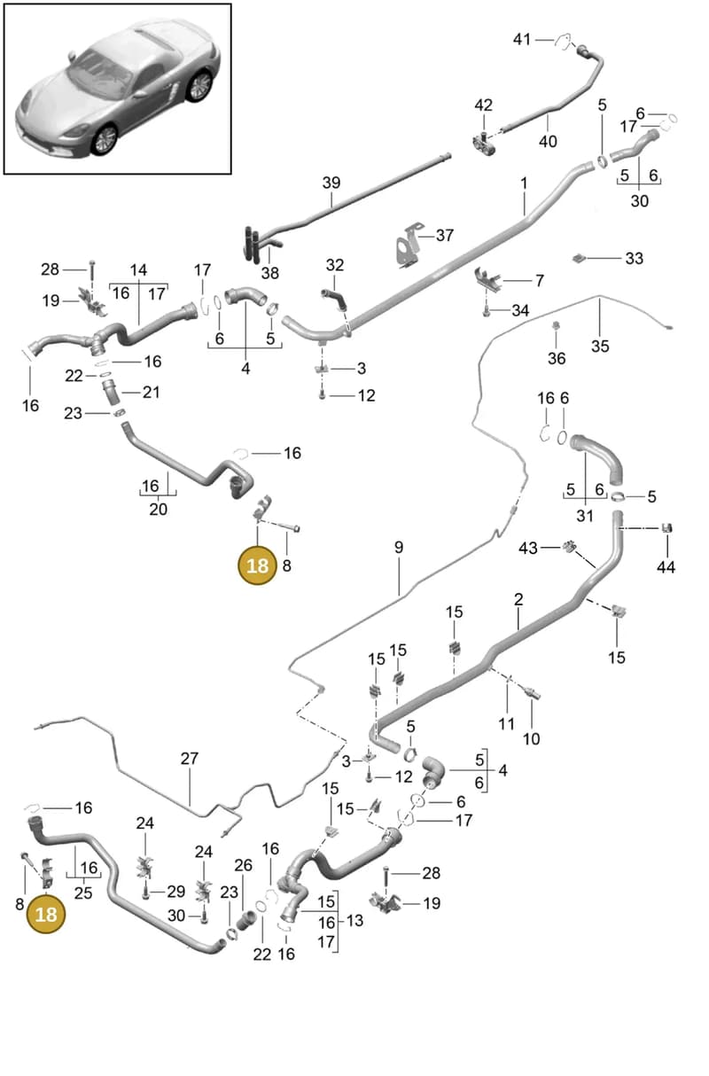 9P1121624 — Porsche Boxster (2016-2019) diagram p48105010, position 18