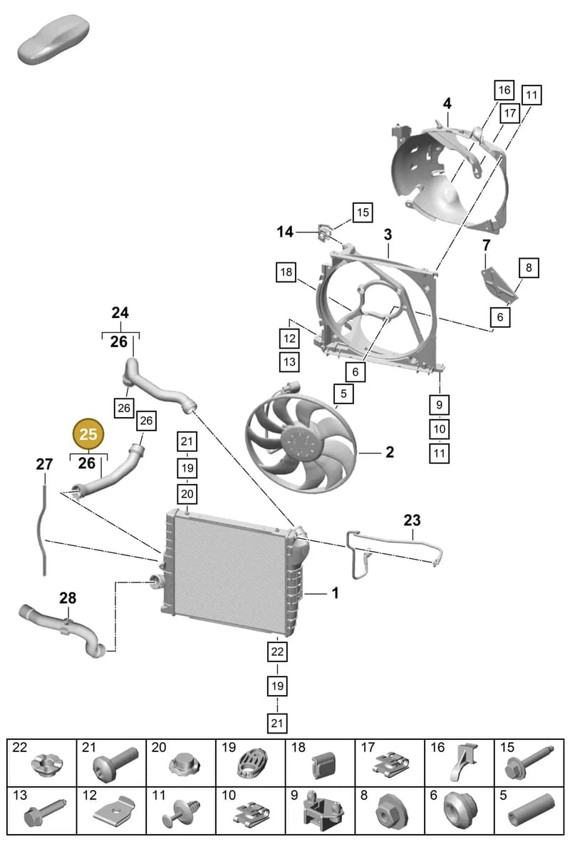 9P1121624 — Porsche Boxster Spyder (2019-2020) diagram p55105200, position 25
