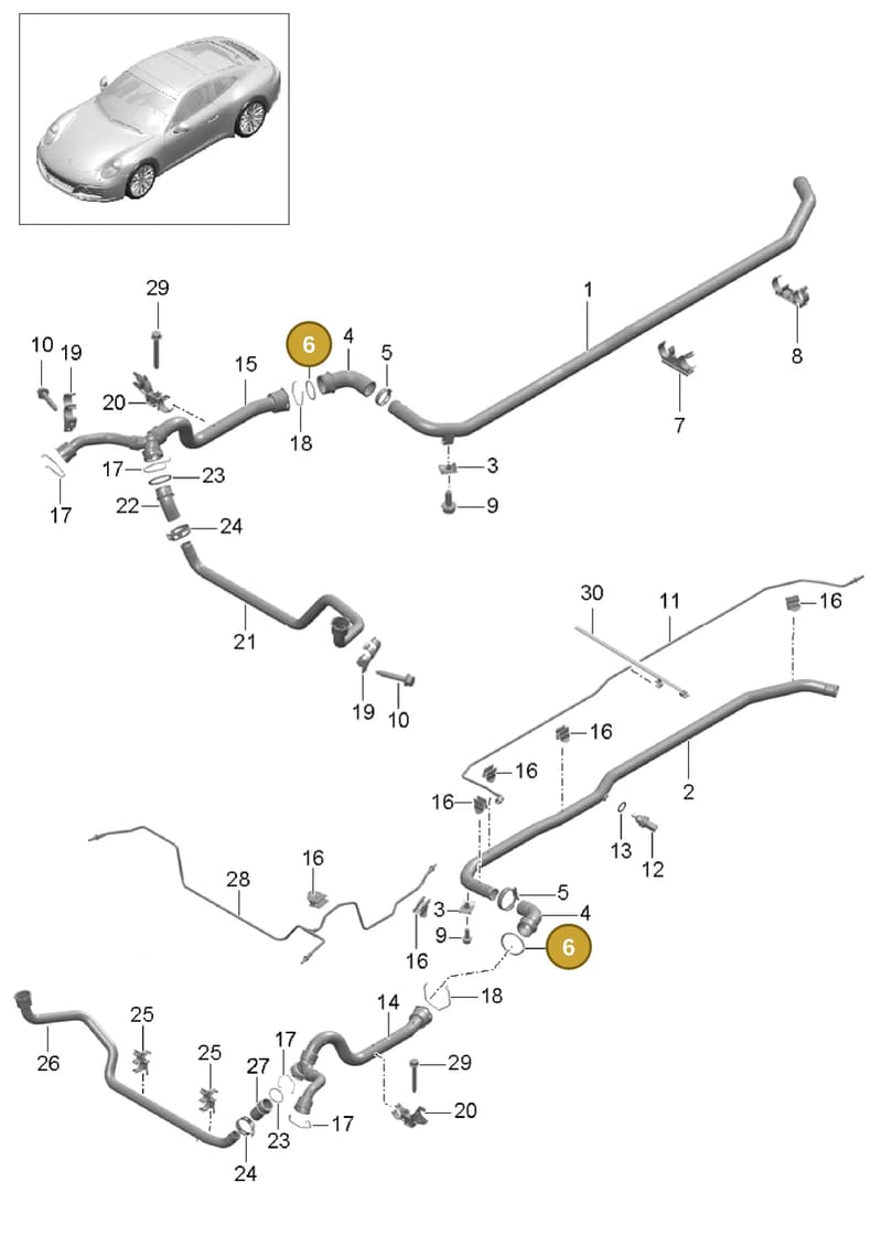 9P1121629 — Porsche 911 (2016-2019) diagram p47105010, position 6