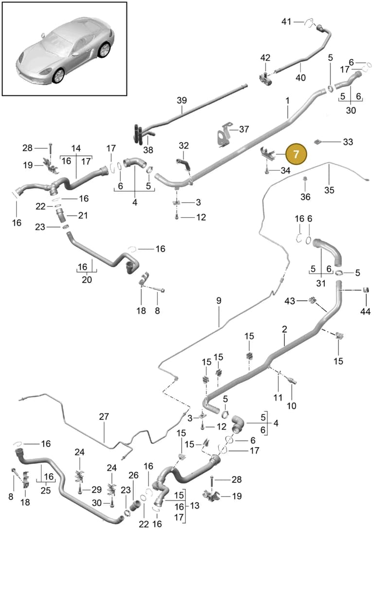9P1121630A — Porsche Cayman (2016-2019) diagram p50105010, position 7