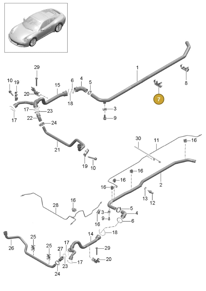 9P1121630 — Porsche 911 (2016-2019) diagram p47105010, position 7