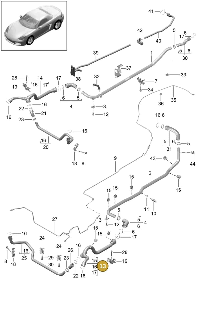 9P1121687A — Porsche Boxster (2016-2019) diagram p48105010, position 13
