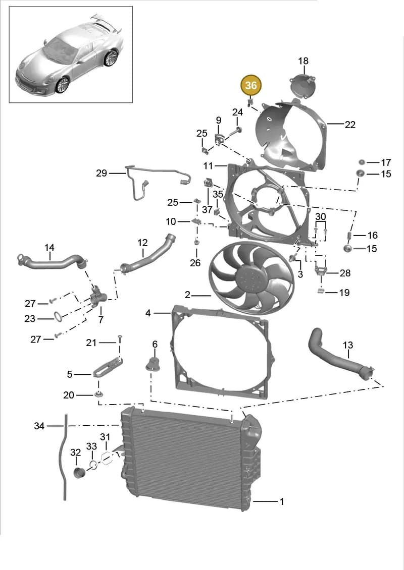 9P1121724 — Porsche 911 (2013-2020) diagram p41105015, position 36