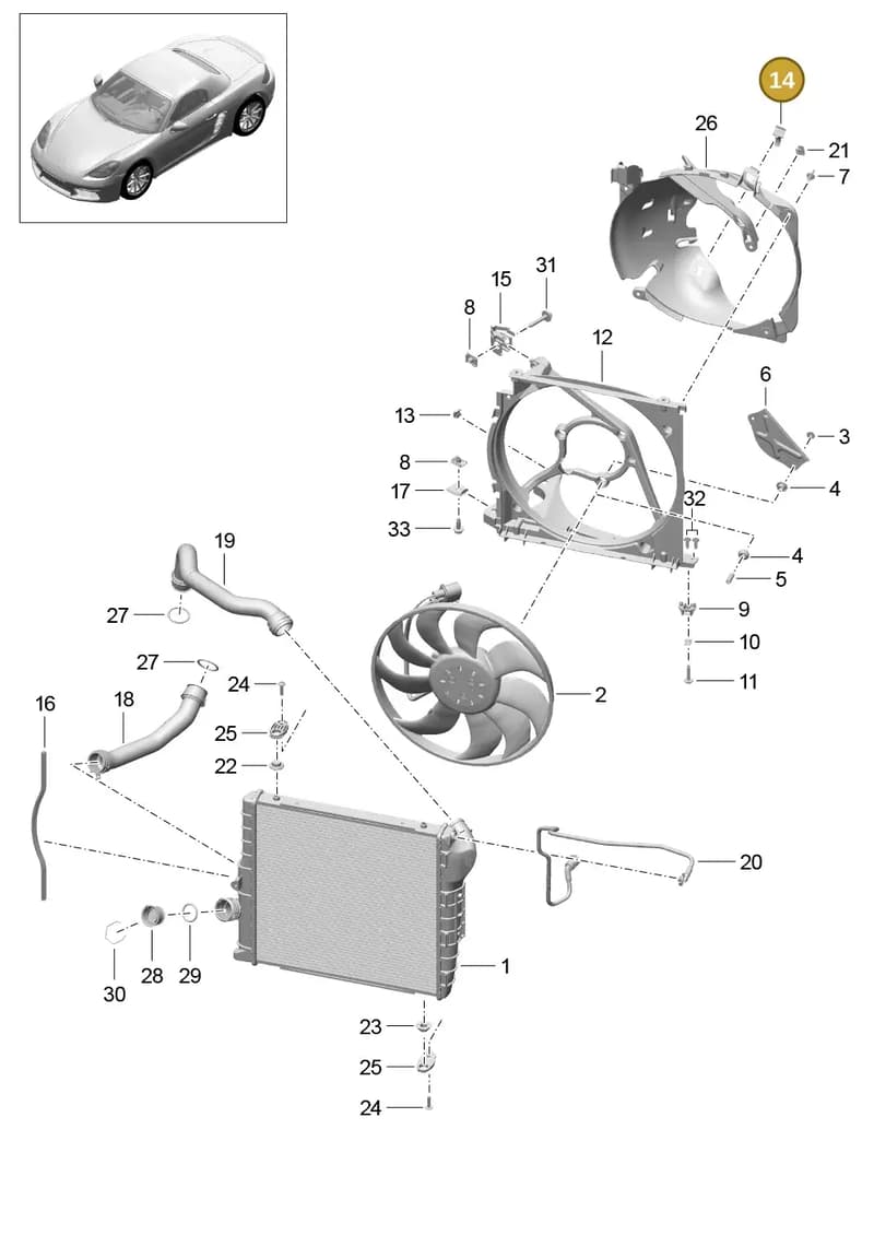 9P1121724 — Porsche Boxster (2016-2019) diagram p48105015, position 14