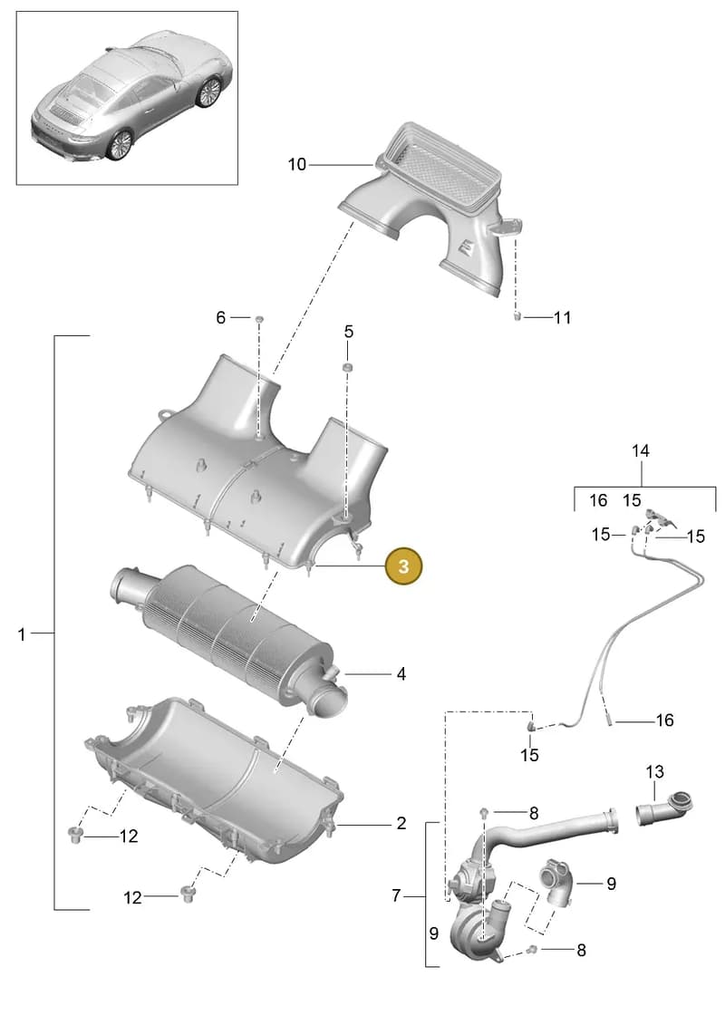 9P1129613 — Porsche 911 (2016-2019) diagram p47106000, position 3