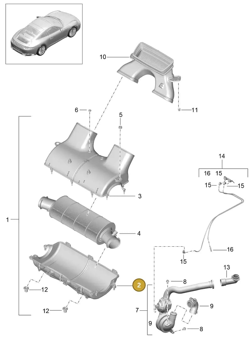 9P1129614 — Porsche 911 (2016-2019) diagram p47106000, position 2