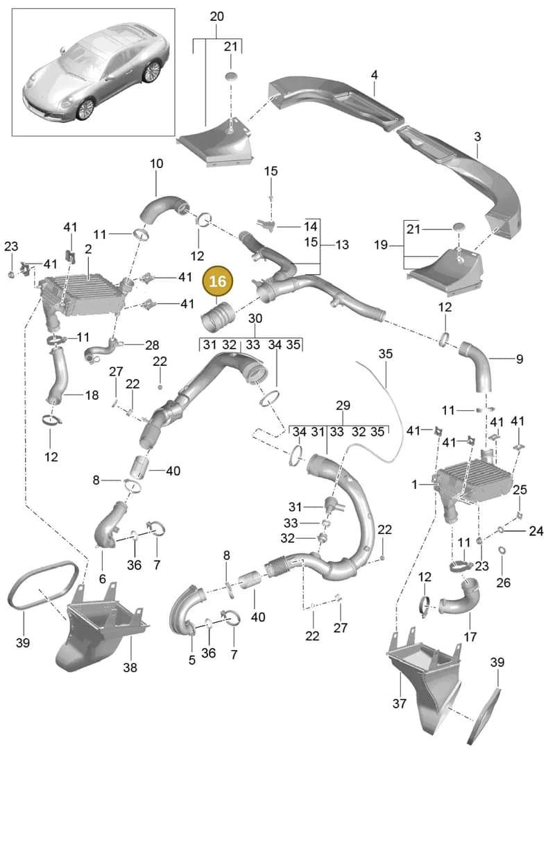 9P1129659 — Porsche 911 (2016-2019) diagram p47107020, position 16