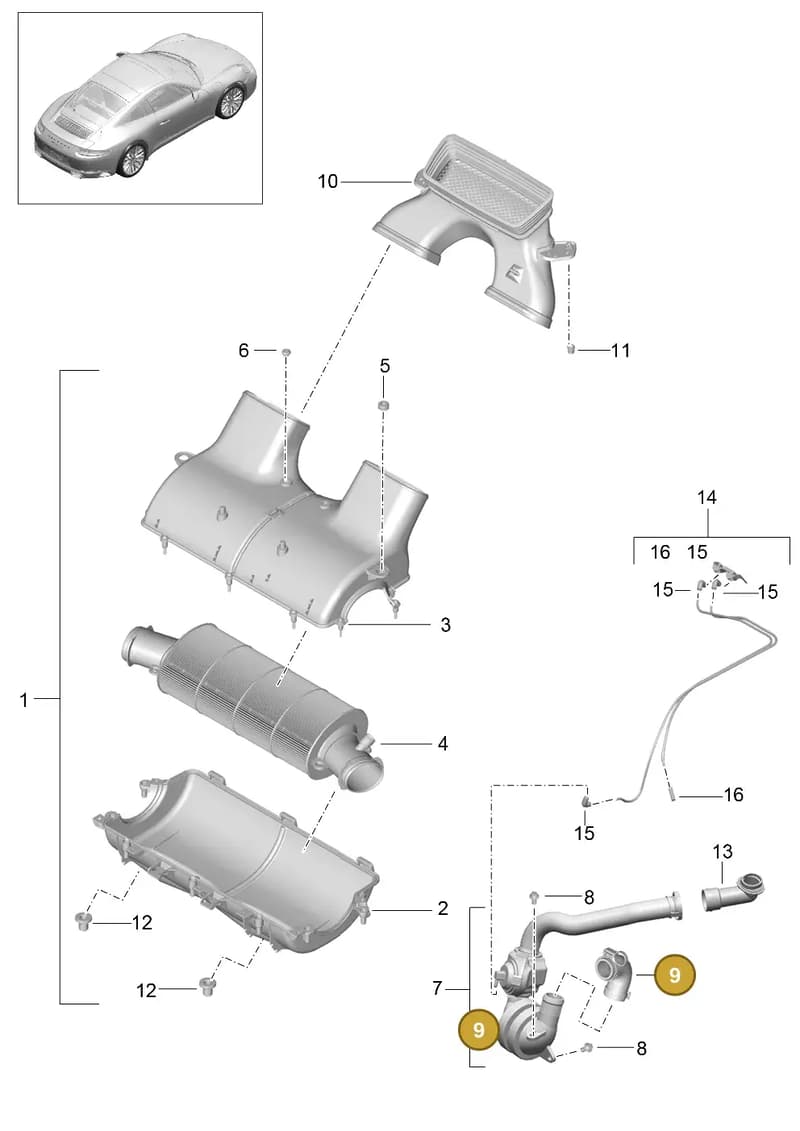 9P1129678 — Porsche 911 (2016-2019) diagram p47106000, position 9