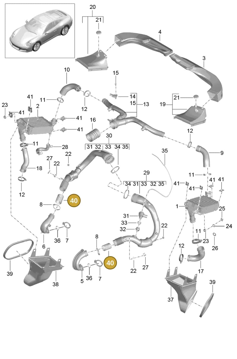 9P1145707 — Porsche 911 (2016-2019) diagram p47107020, position 40