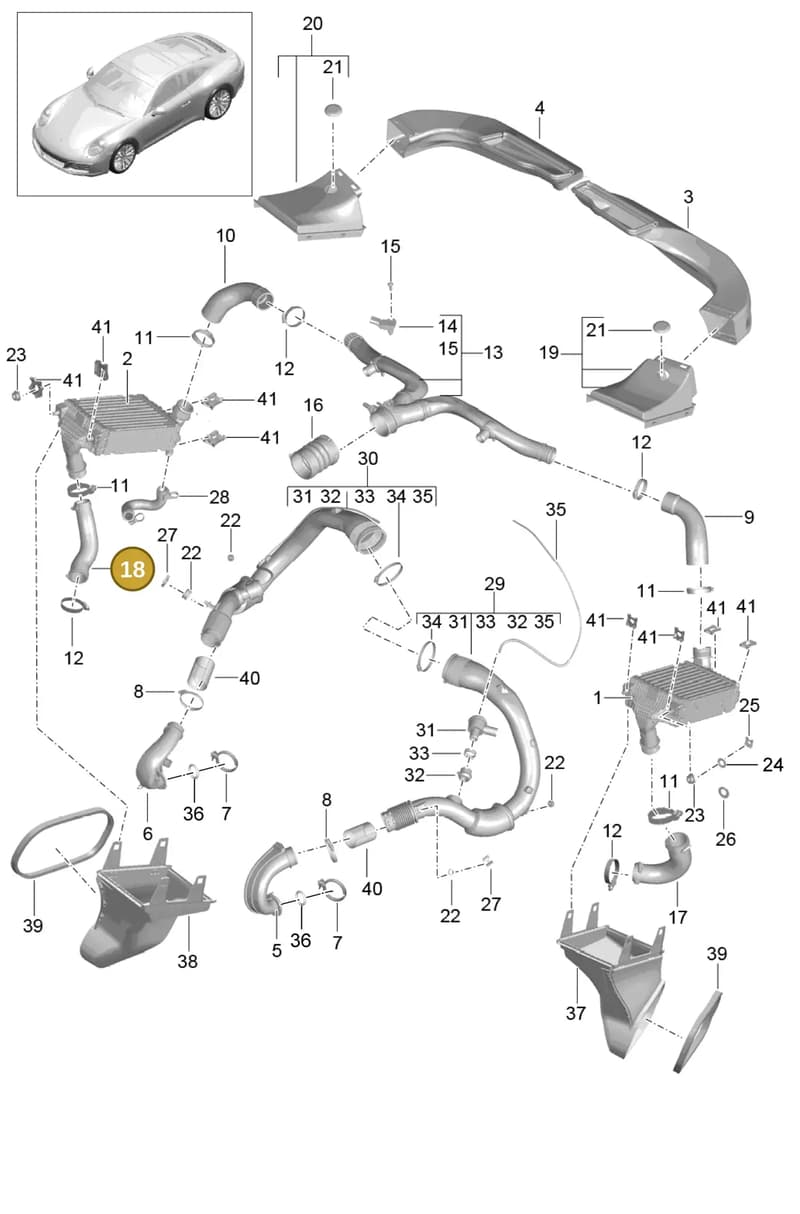 9P1145720A — Porsche 911 (2016-2019) diagram p47107020, position 18