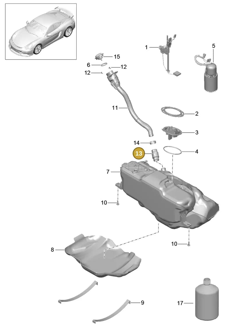 9P1201543 — Porsche Cayman GT4 (2015-2016) diagram p45201000, position 13