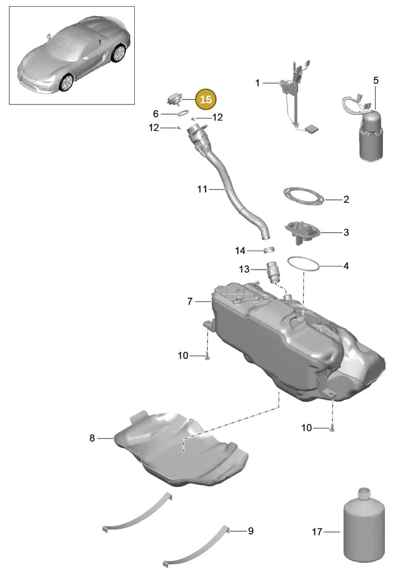 9P1201550 — Porsche Boxster Spyder (2015-2016) diagram p46201000, position 15