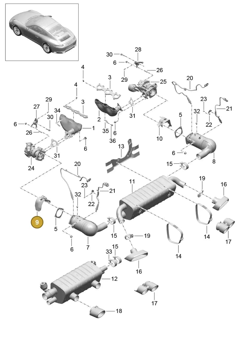 9P1251169 — Porsche 911 (2016-2019) diagram p47202000, position 9
