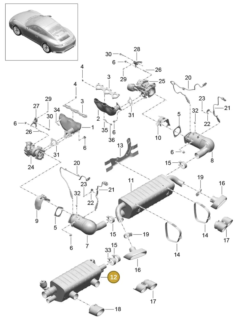 9P1251172 — Porsche 911 (2016-2019) diagram p47202000, position 12