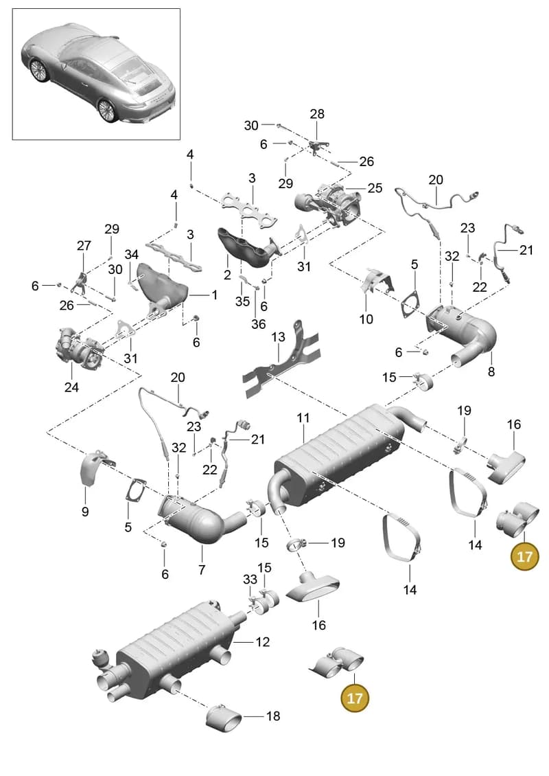 9P1251187C — Porsche 911 (2016-2019) diagram p47202000, position 17
