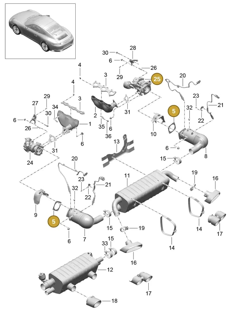 9P1251263 — Porsche 911 (2016-2019) diagram p47202000, position 5+25