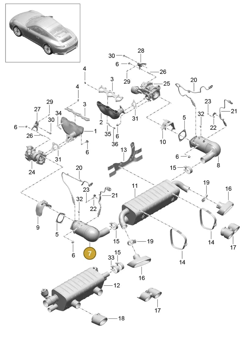 9P1254400JX — Porsche 911 (2016-2019) diagram p47202000, position 7